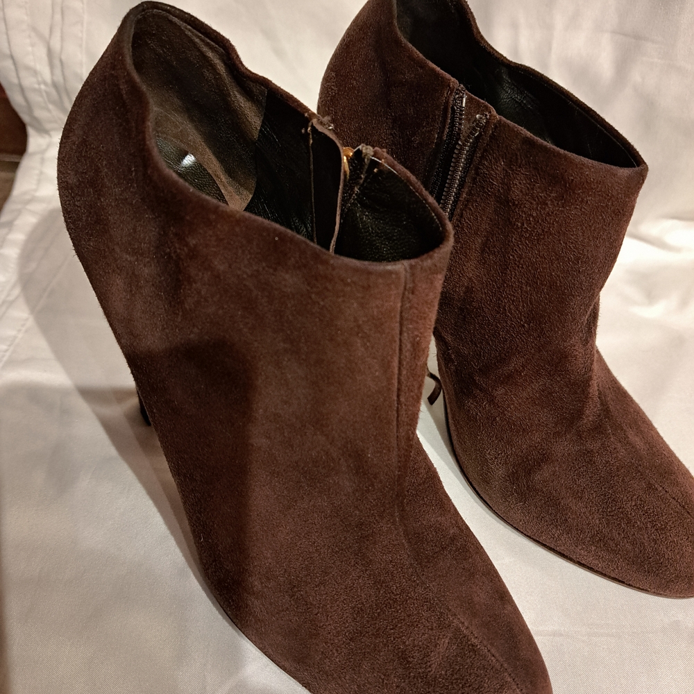 Miu Miu Rich Brown Suede Ankle Booties